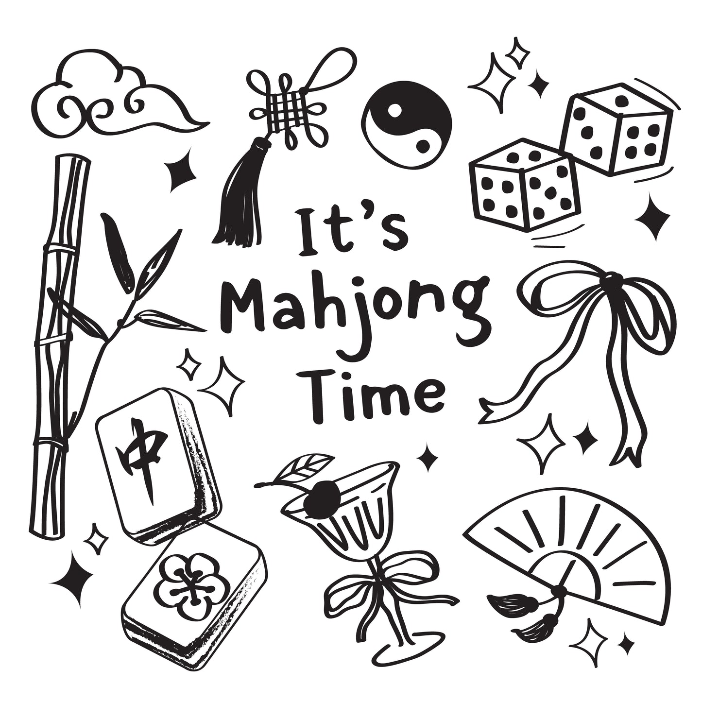 It’s Mahjong Time Graphic Design Tile Set